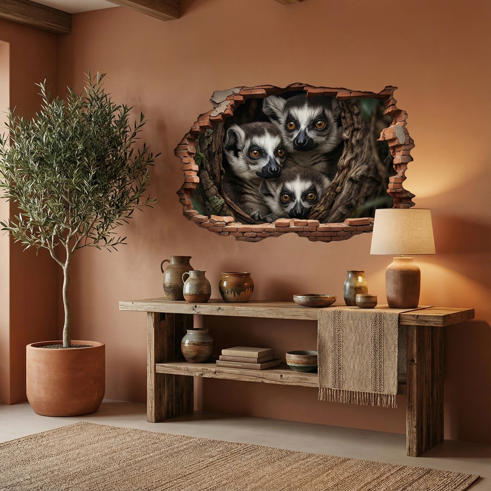 Vinilos Decorativos: Agujero de Muro L&eacute;mures