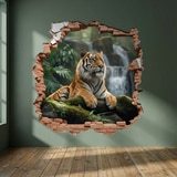 Vinilos Decorativos: Agujero de Muro Tigre Cascada 4