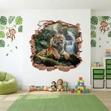 Vinilos Decorativos: Agujero de Muro Tigre Cascada 5