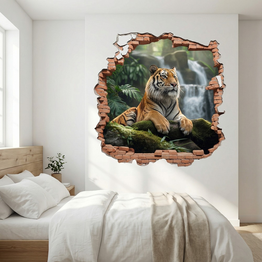 Vinilos Decorativos: Agujero de Muro Tigre Cascada
