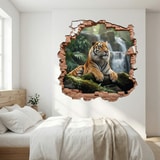 Vinilos Decorativos: Agujero de Muro Tigre Cascada 8