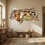 Vinilos Decorativos: Agujero de Muro Vacas Divertidas 7