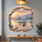 Vinilos Decorativos: Agujero de Muro Osos Polares Atardecer 6