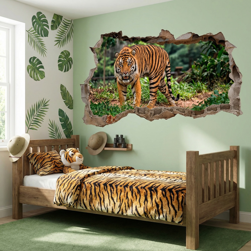 Vinilos Decorativos: Agujero de Muro Tigre Bengala