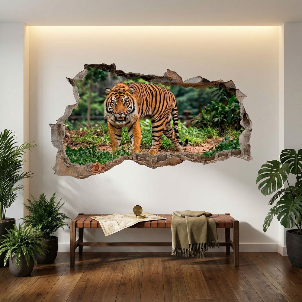 Vinilos Decorativos: Agujero de Muro Tigre Bengala