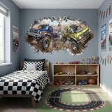 Vinilos Infantiles: Agujero de Muro Monster Trucks Carrera 3