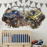 Vinilos Infantiles: Agujero de Muro Monster Trucks Carrera 5