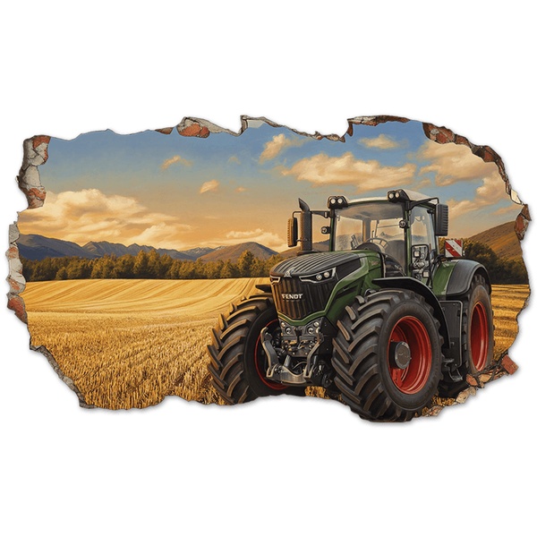 Vinilos Decorativos: Agujero de Muro Tractor Campo Dorado