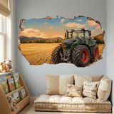 Vinilos Decorativos: Agujero de Muro Tractor Campo Dorado 4