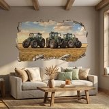 Vinilos Decorativos: Agujero de Muro Tractores Campo 5
