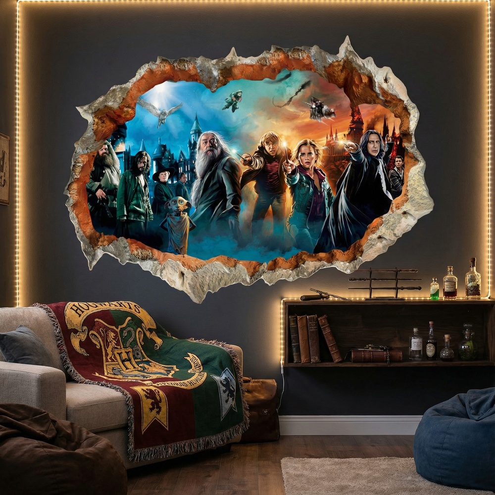 Vinilos Decorativos: Agujero de Muro Harry Potter Personajes