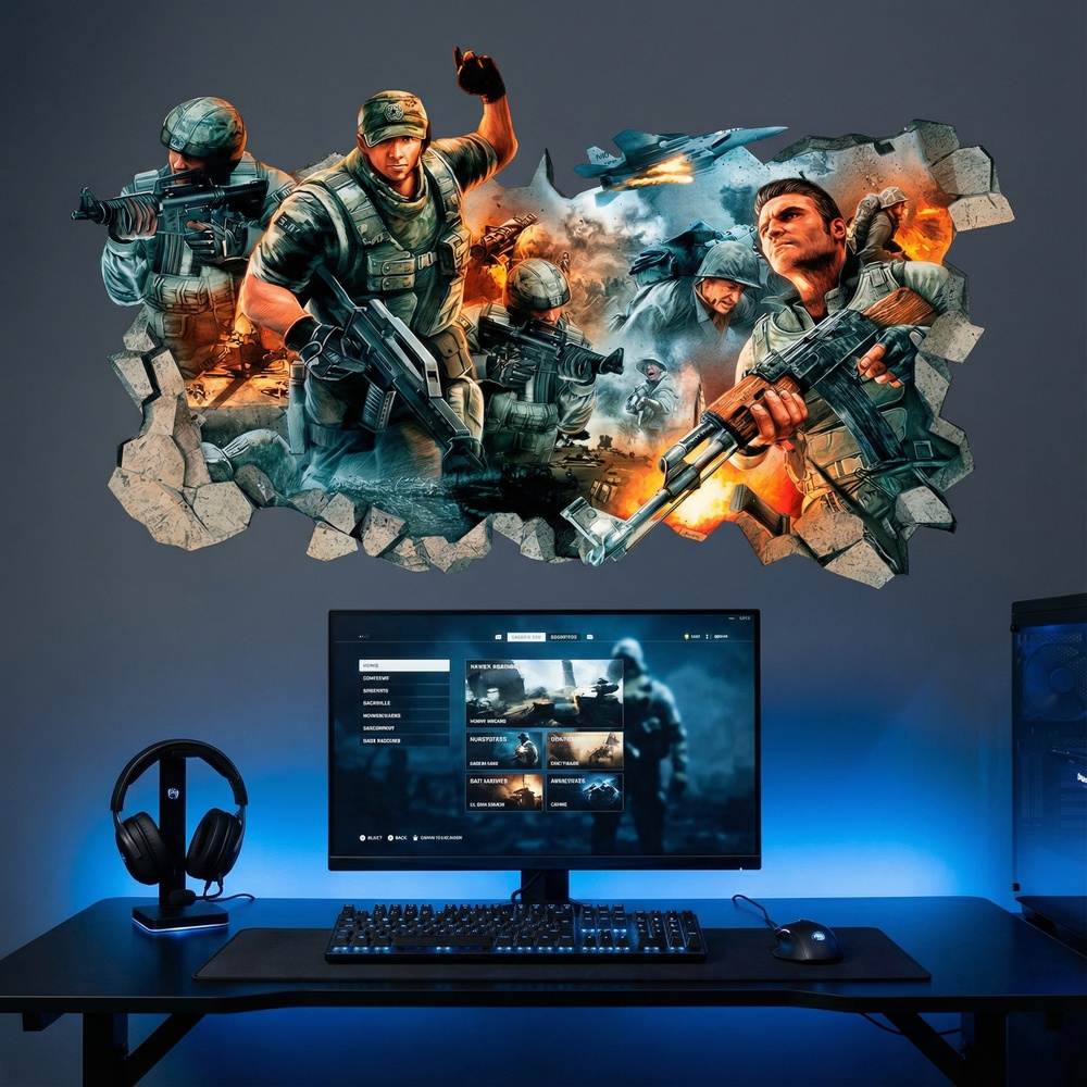 Vinilos Decorativos: Agujero de Muro Videojuego Shooter