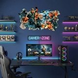 Vinilos Decorativos: Agujero de Muro Videojuego Shooter 5