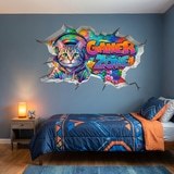 Vinilos Decorativos: Agujero de Muro Gato Gamer Zone 7