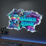 Vinilos Decorativos: Agujero de Muro Perro Gamer Zone 6