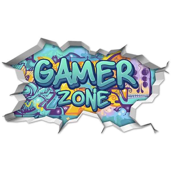 Vinilos Decorativos: Agujero de Muro Gamer Zone Graffiti