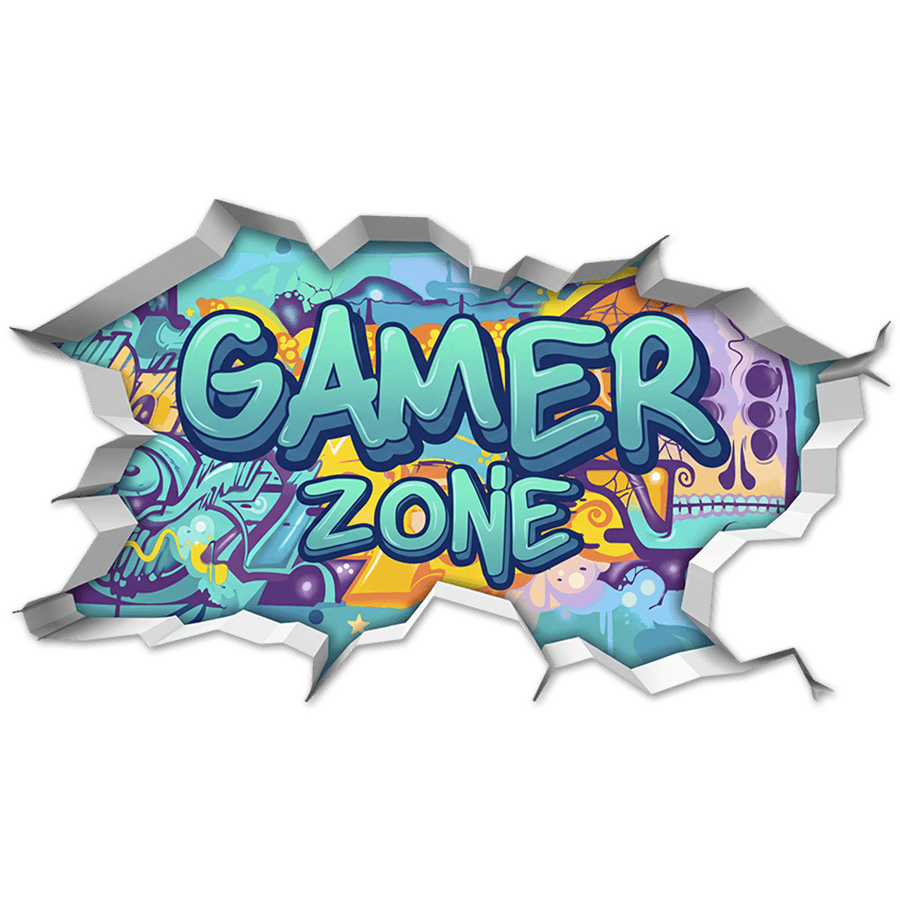 Vinilos Decorativos: Agujero de Muro Gamer Zone Graffiti