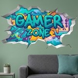Vinilos Decorativos: Agujero de Muro Gamer Zone Graffiti 3