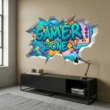 Vinilos Decorativos: Agujero de Muro Gamer Zone Graffiti 6