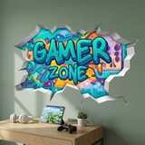 Vinilos Decorativos: Agujero de Muro Gamer Zone Graffiti 8