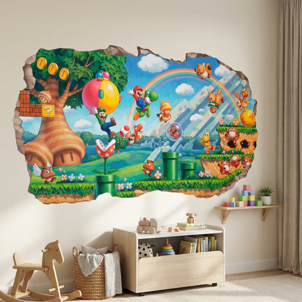 Vinilos Infantiles: Agujero de Muro Super Mario Arcade
