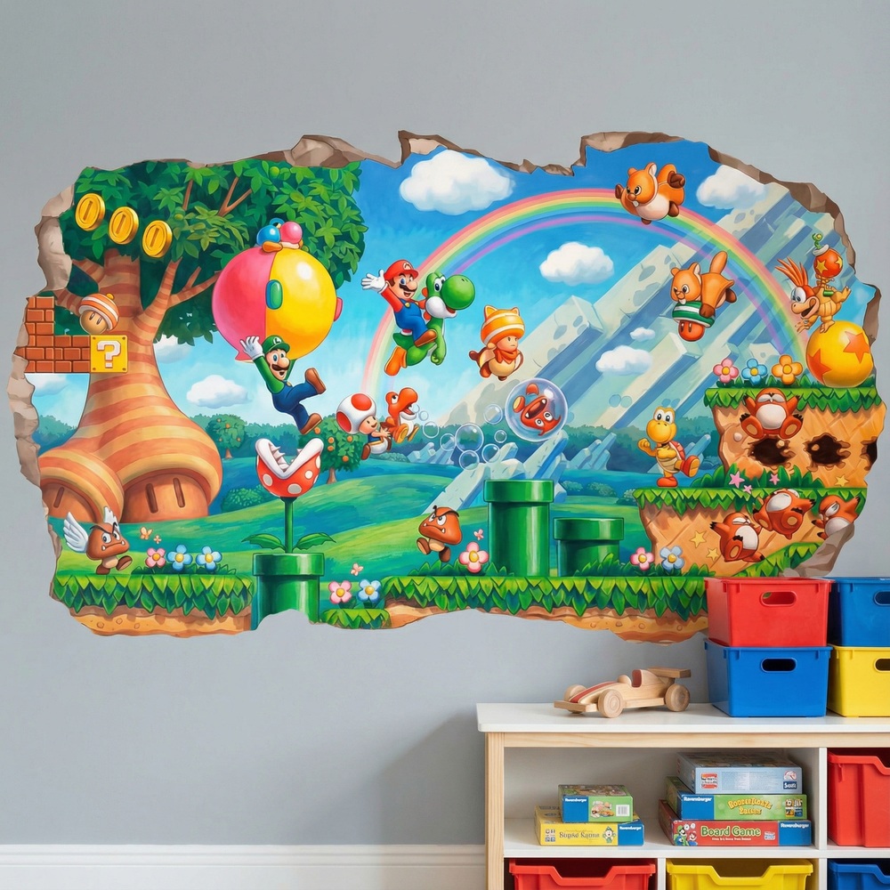 Vinilos Infantiles: Agujero de Muro Super Mario Arcade