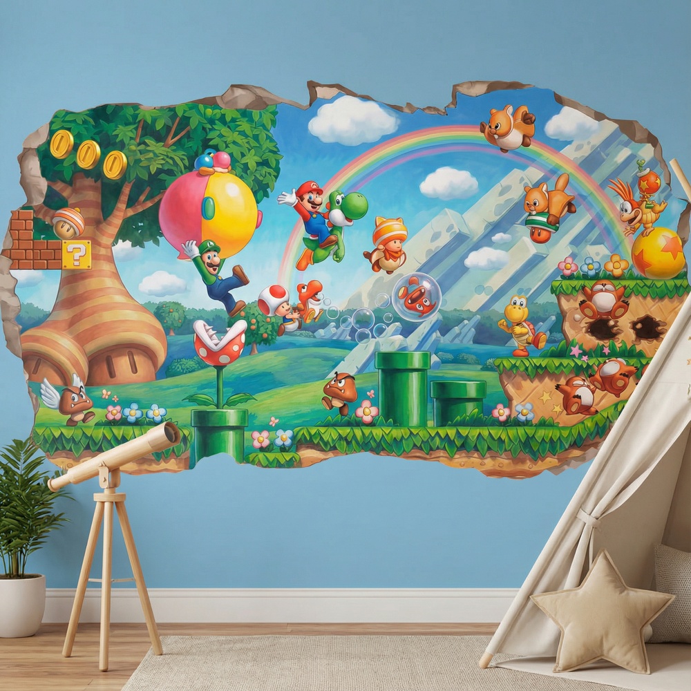Vinilos Infantiles: Agujero de Muro Super Mario Arcade