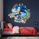 Vinilos Decorativos: Agujero de Muro Sonic Arcade 4