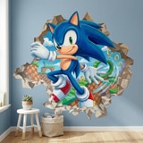Vinilos Decorativos: Agujero de Muro Sonic Arcade 6