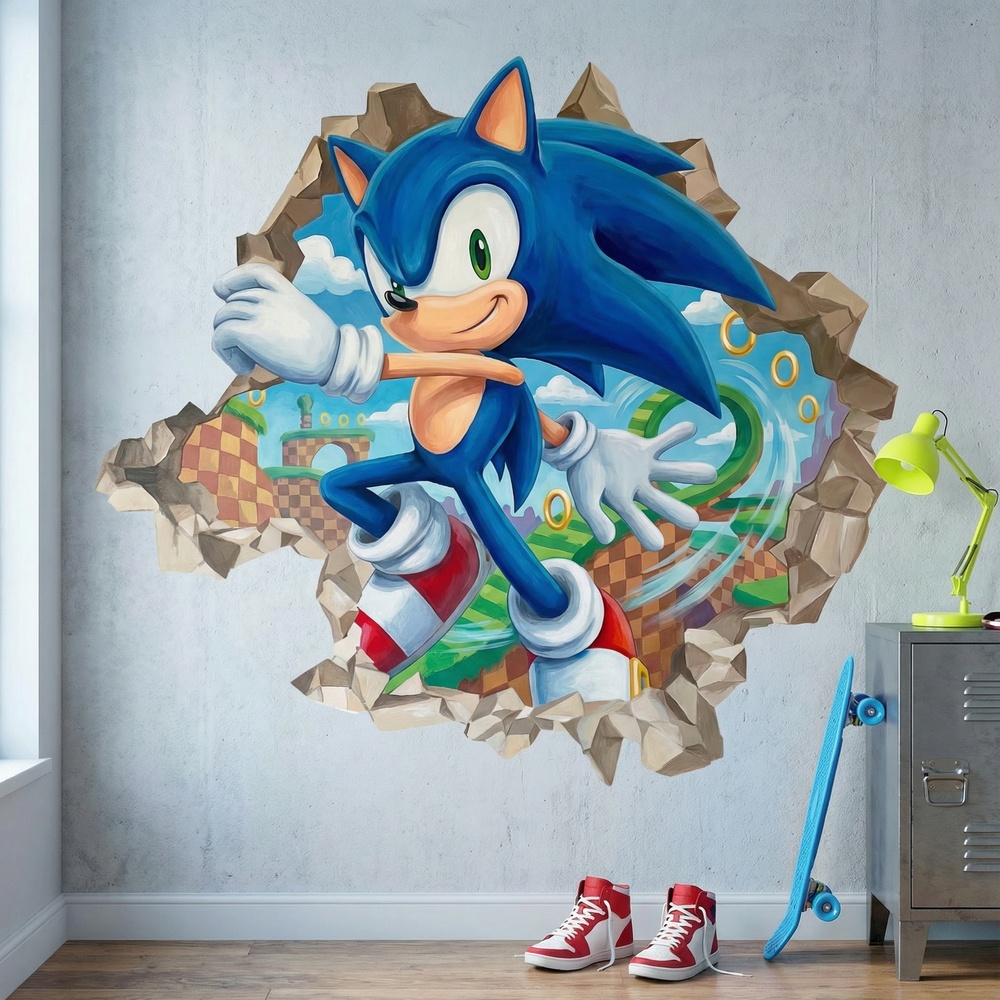 Vinilos Decorativos: Agujero de Muro Sonic Arcade