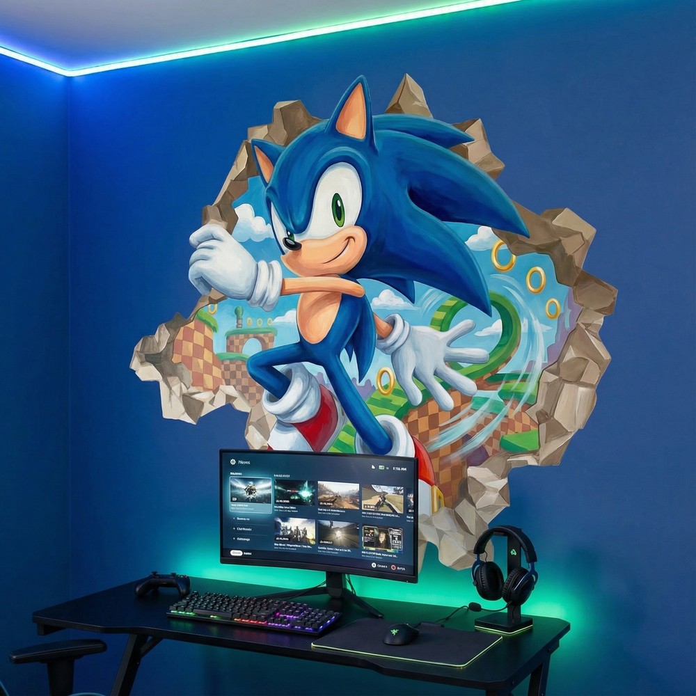 Vinilos Decorativos: Agujero de Muro Sonic Arcade