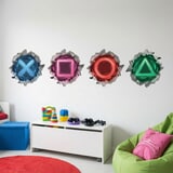 Vinilos Decorativos: Agujero de Muro S&iacute;mbolos Gamer Playstation 4