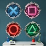 Vinilos Decorativos: Agujero de Muro S&iacute;mbolos Gamer Playstation 5