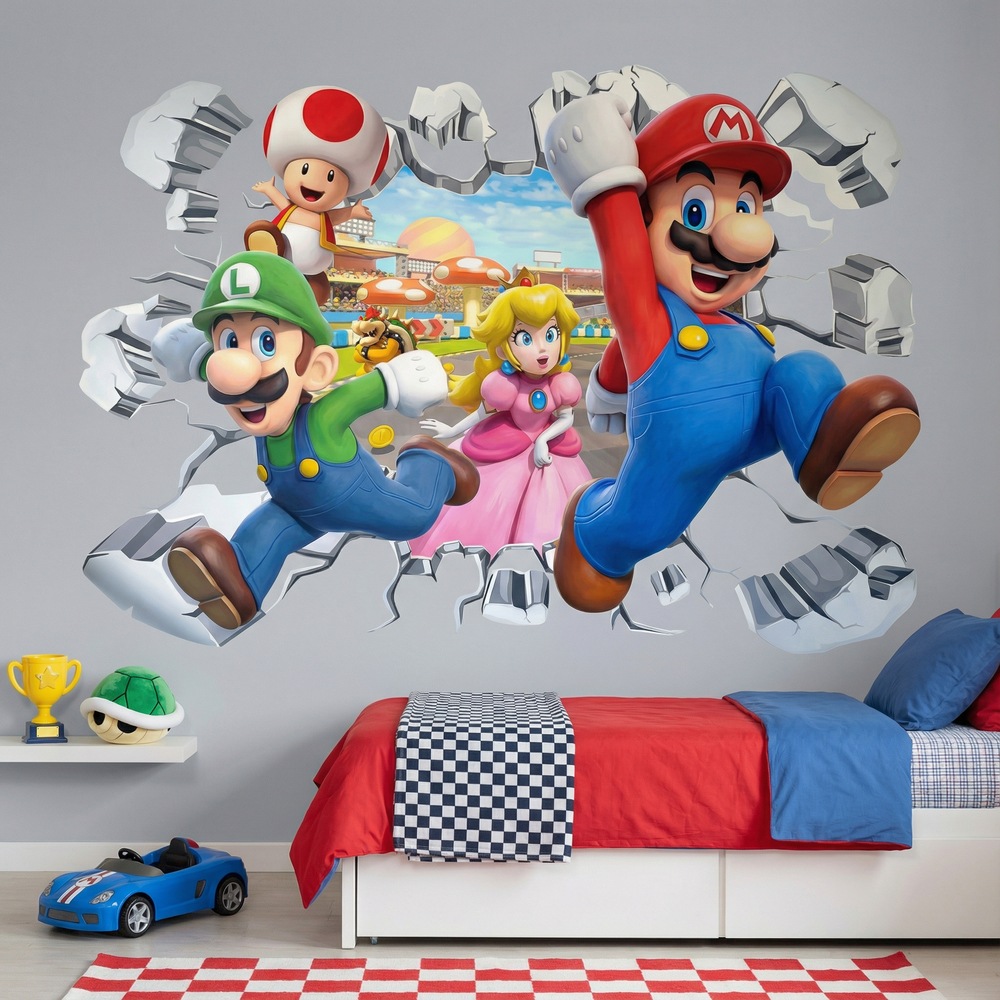 Vinilos Infantiles: Agujero de Muro Super Mario Personajes