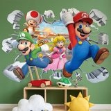 Vinilos Infantiles: Agujero de Muro Super Mario Personajes 3