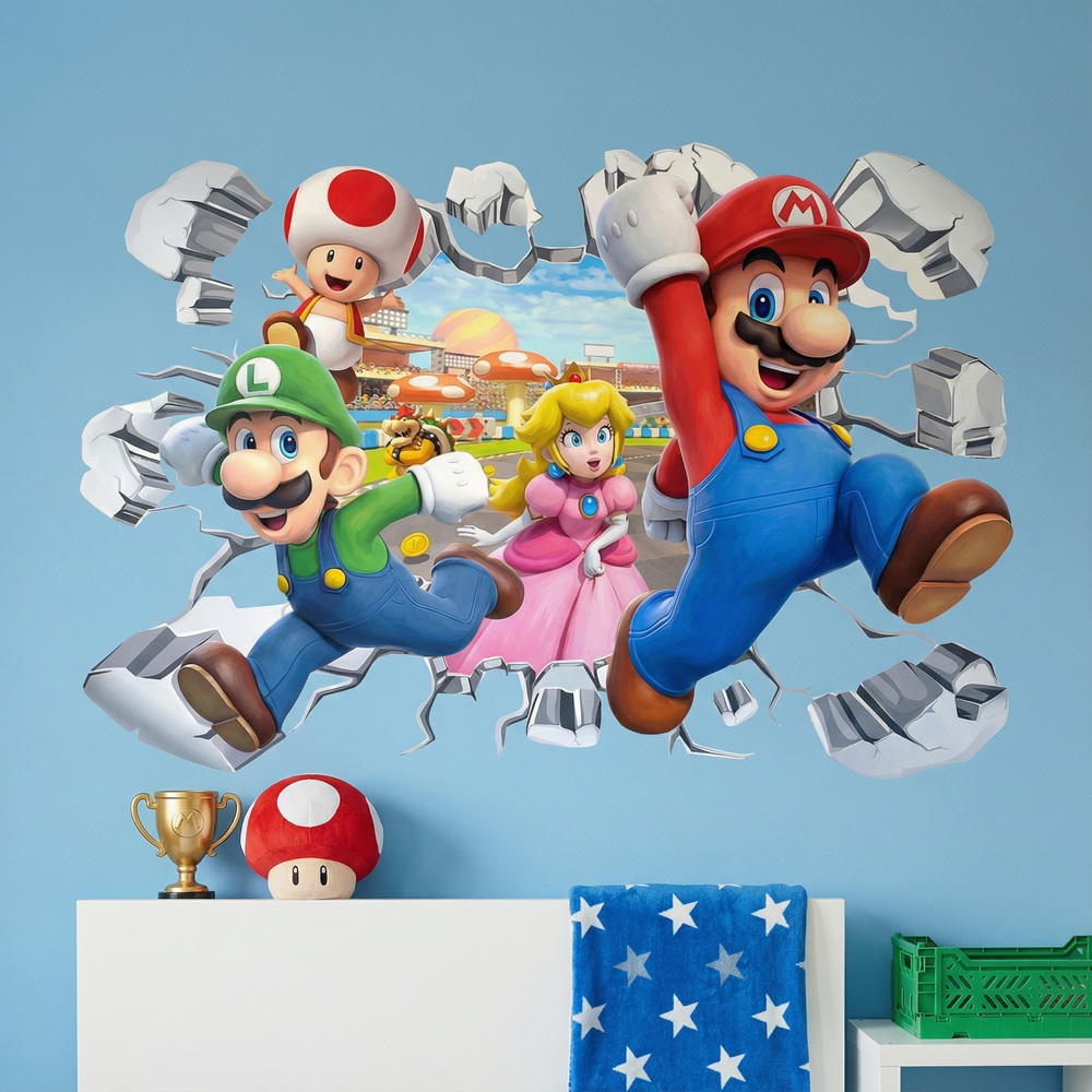 Vinilos Infantiles: Agujero de Muro Super Mario Personajes