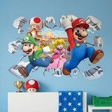 Vinilos Infantiles: Agujero de Muro Super Mario Personajes 4