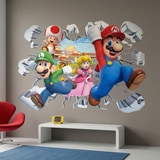 Vinilos Infantiles: Agujero de Muro Super Mario Personajes 7