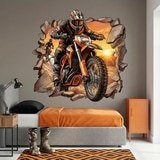 Vinilos Decorativos: Agujero de Muro Motocross Atardecer 3