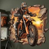Vinilos Decorativos: Agujero de Muro Motocross Atardecer 4