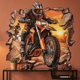 Vinilos Decorativos: Agujero de Muro Motocross Atardecer 7