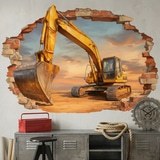 Vinilos Decorativos: Agujero de Muro Excavadora Obra 6