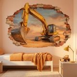 Vinilos Decorativos: Agujero de Muro Excavadora Obra 7