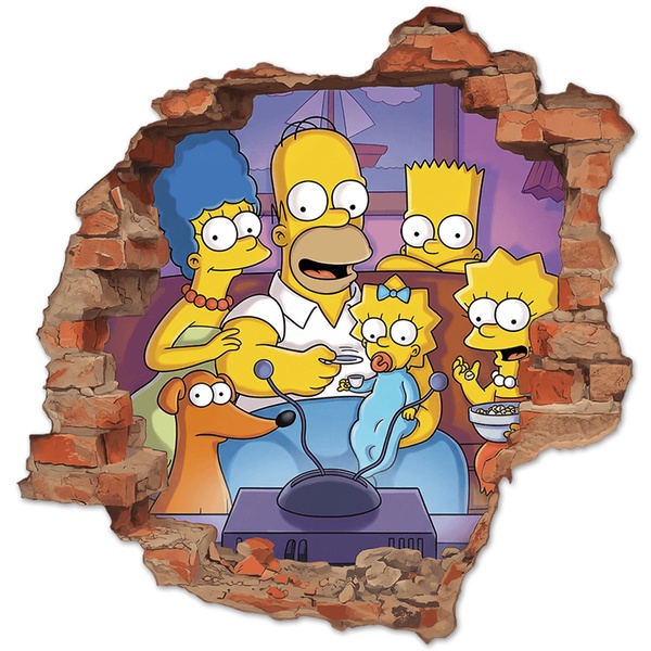 Vinilos Infantiles: Agujero de Muro Familia Simpson Sof&aacute;