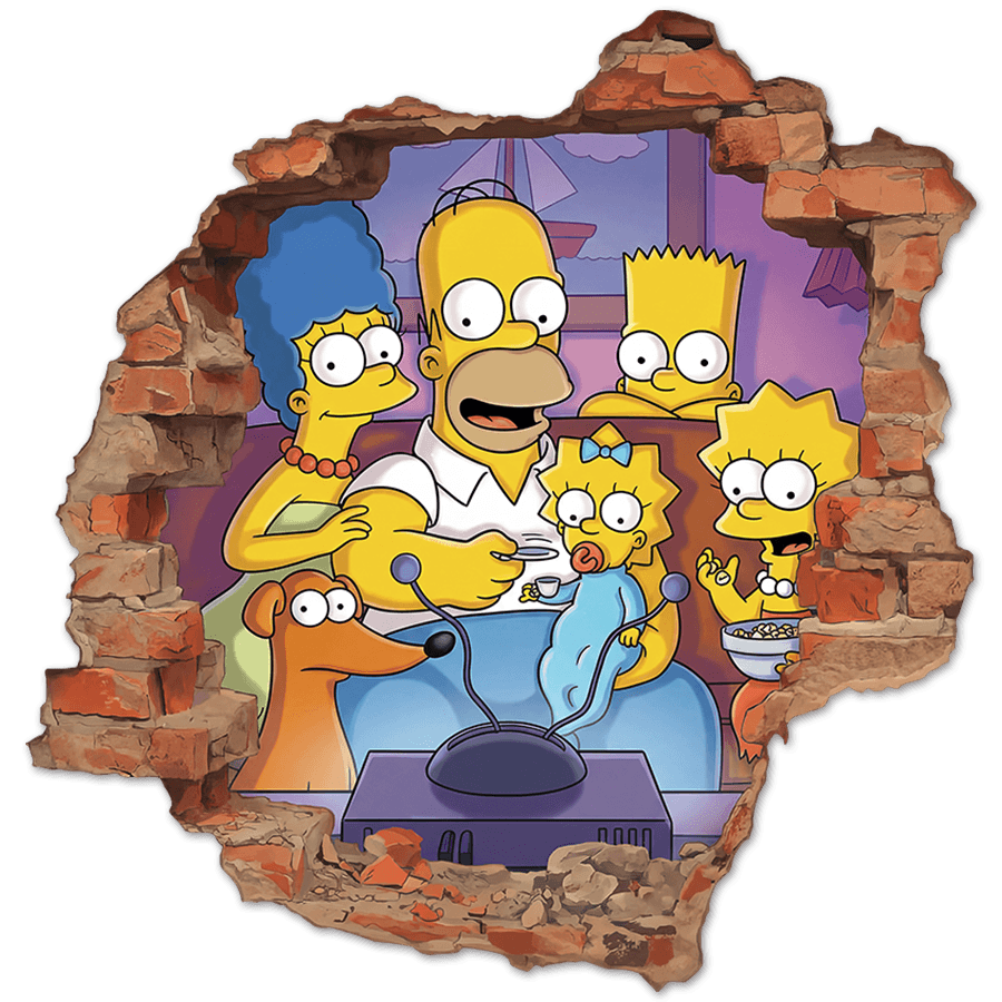 Vinilos Infantiles: Agujero de Muro Familia Simpson Sof&aacute;