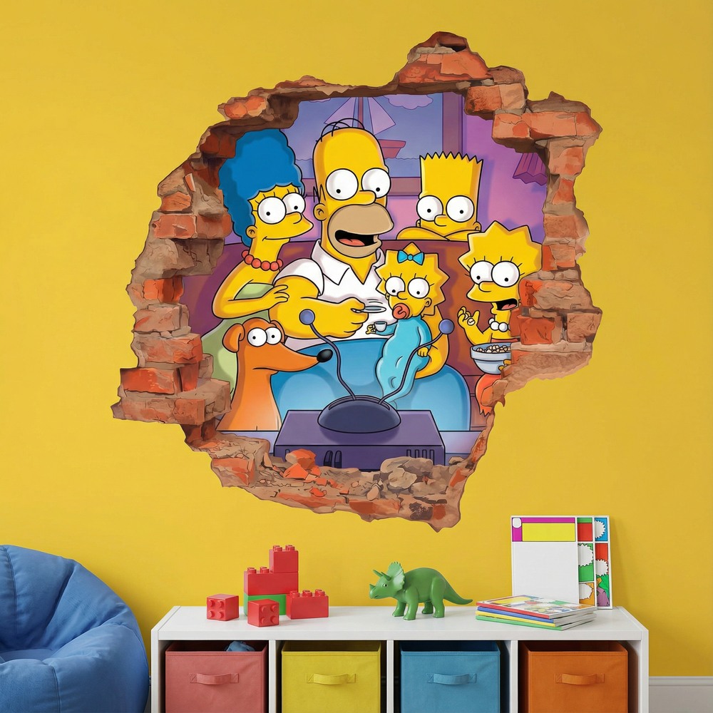 Vinilos Infantiles: Agujero de Muro Familia Simpson Sof&aacute;