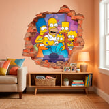 Vinilos Infantiles: Agujero de Muro Familia Simpson Sof&aacute; 6