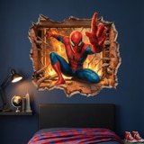 Vinilos Infantiles: Agujero de pared Spiderman Fuego 6