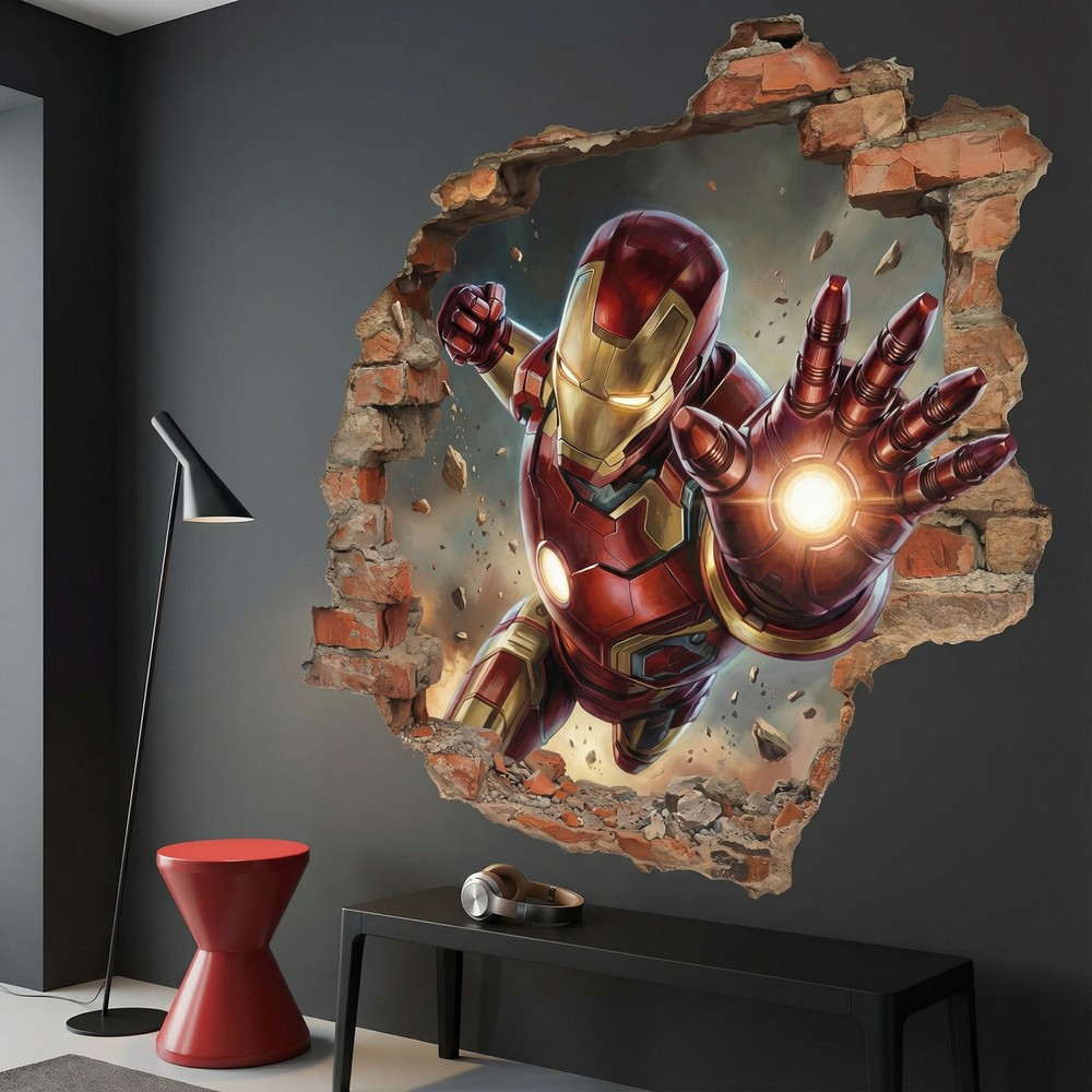 Vinilos Infantiles: Agujero de pared Iron Man Impacto