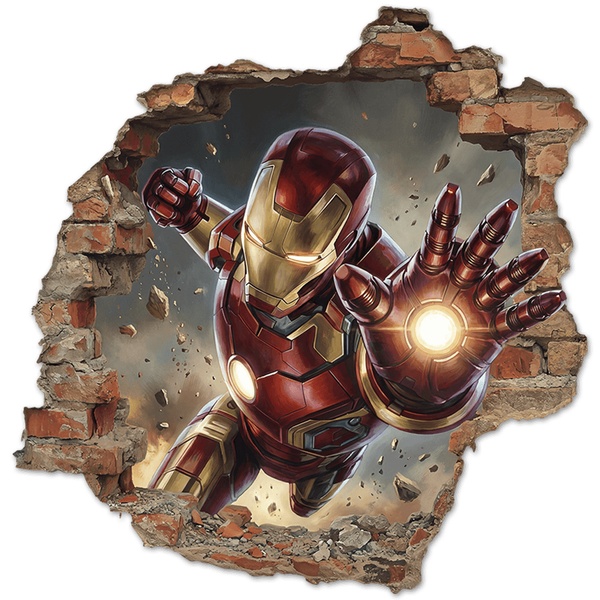Vinilos Infantiles: Agujero de pared Iron Man Impacto
